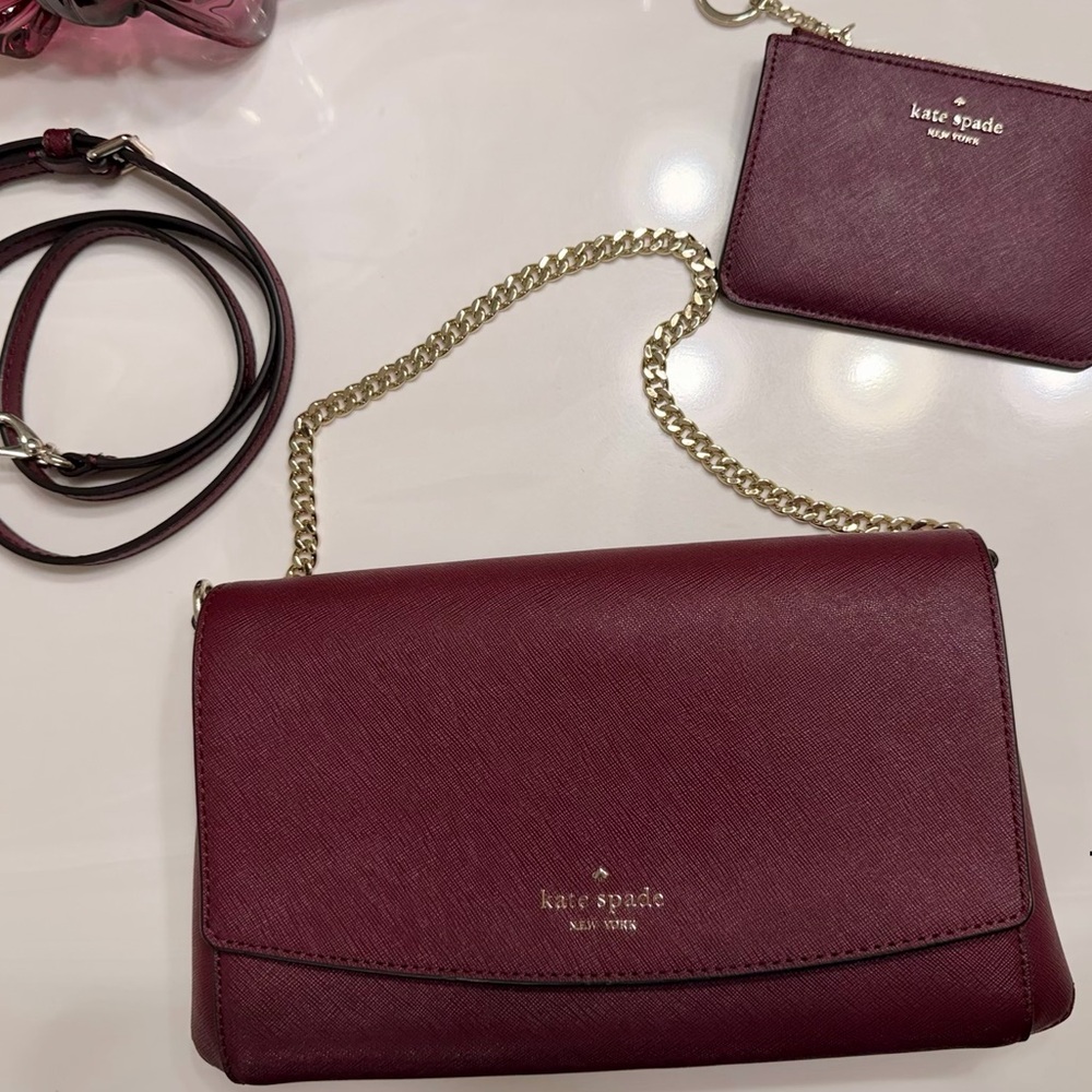 Kate Spade Wine Crossbody Carson Bag and Wallet